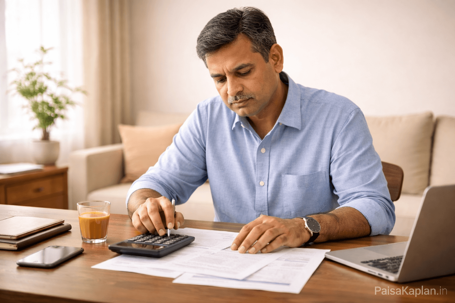 Indian person calculating tax on FD returns