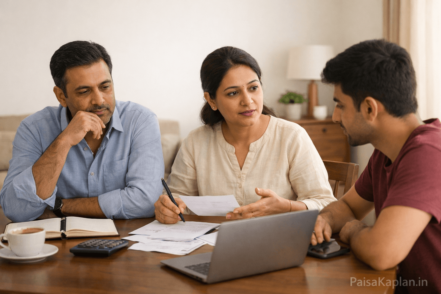 Indian middle class family discussing needs vs wants and monthly expenses