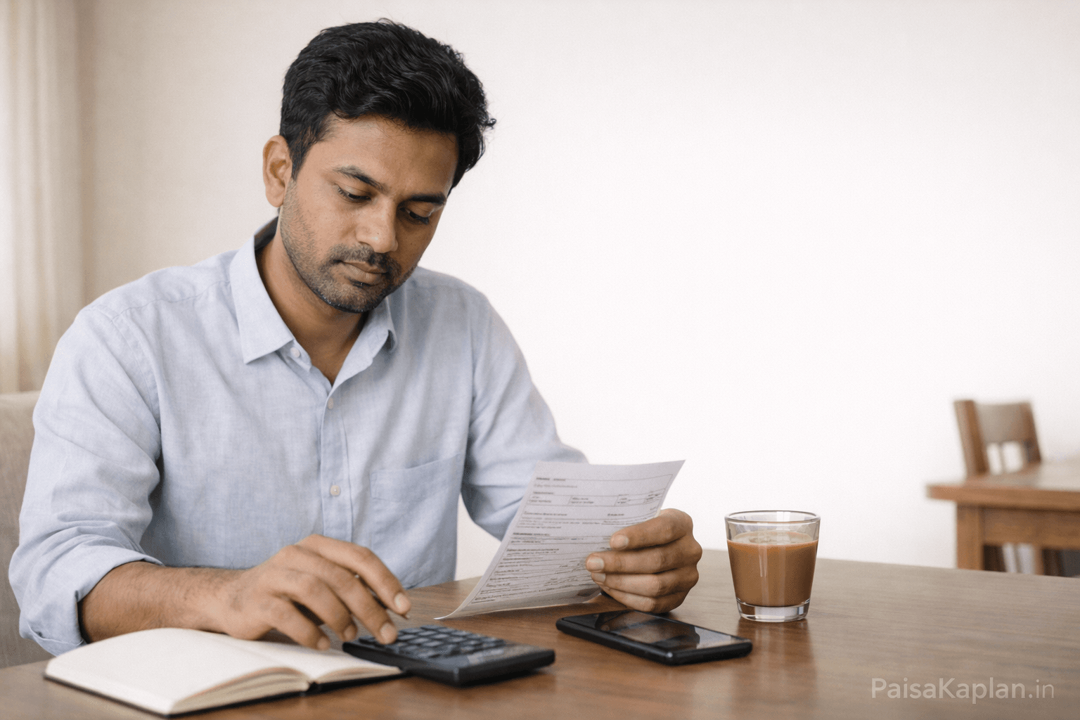 Indian professional calculating SIP amount from salary