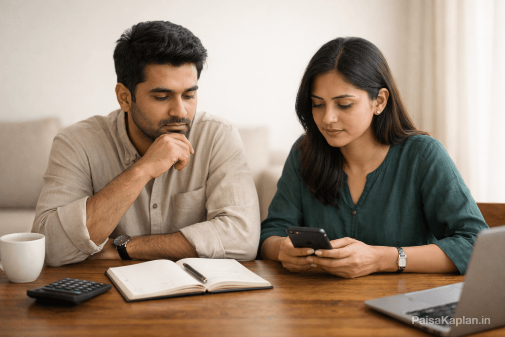 SIP vs FD comparison for Indian investors discussing personal finance at home