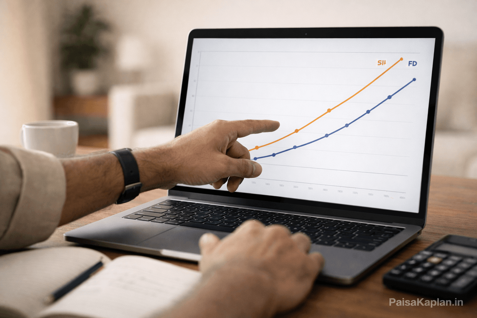 SIP vs FD investment growth comparison shown on laptop screen