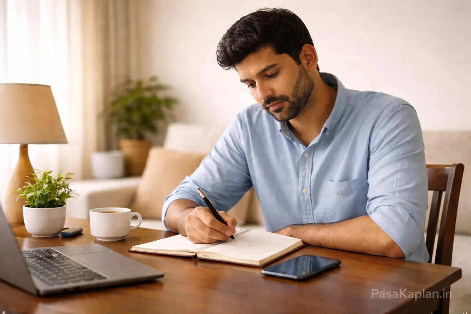 Person writing financial goals in a notebook before starting a SIP investment plan